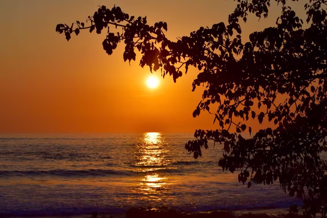 Golden sunset over the Pacific coast of Costa Rica